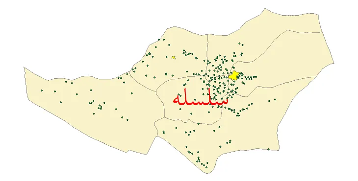 دانلود نقشه شیپ فایل (GIS) تقسیمات سیاسی شهرستان سلسله سال 1400