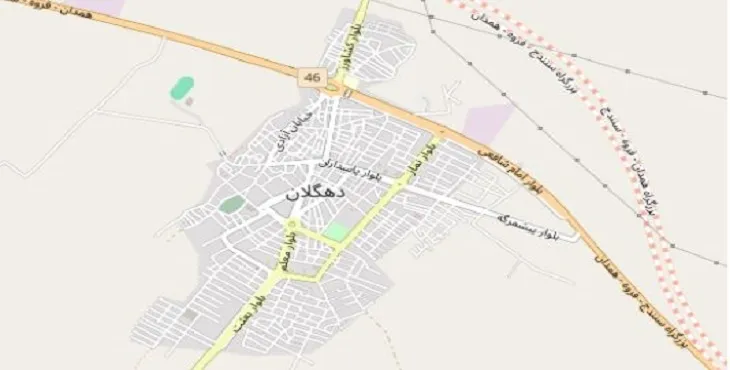 دانلود نقشه شهر دهگلان + pdf با کیفیت بالا