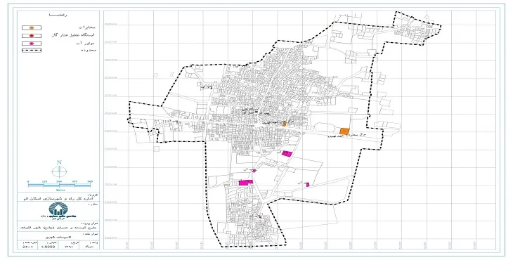 نقشه محدوده شهر قنوات | کیفیت بالا