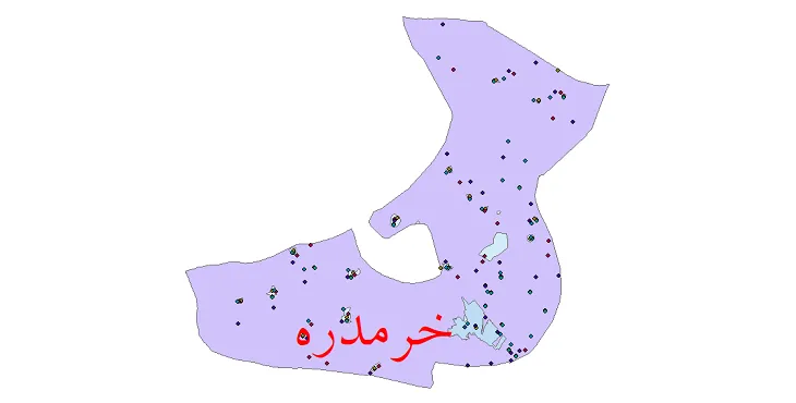دانلود نقشه شیپ فایل جمعیت نقاط شهری و روستایی شهرستان خرمدره از سال 1335 تا 1395