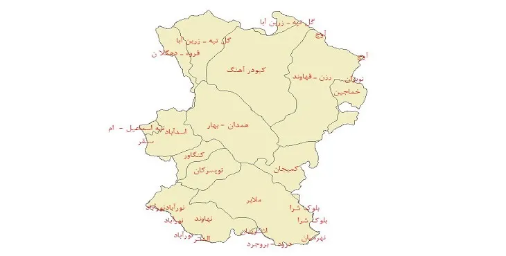 دانلود نقشه شیپ فایل دشت های استان همدان