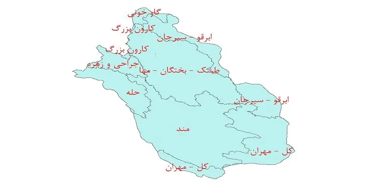 دانلود نقشه شیپ فایل (لایه GIS) حوضه های آبریز استان فارس