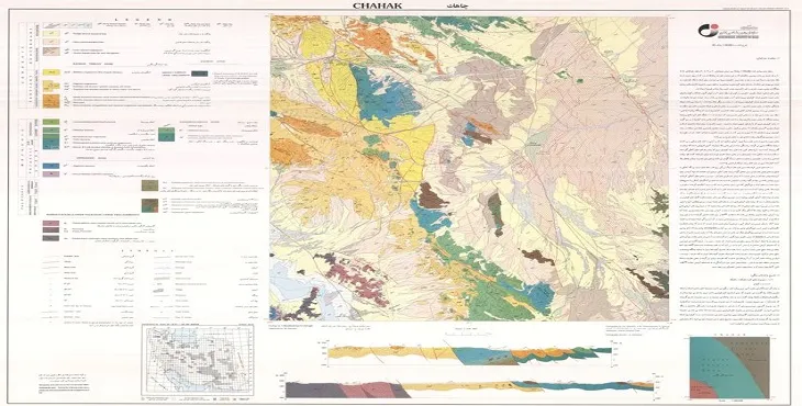 نقشه زمین‌ شناسی محدوده شهری چاهک + تصویر با کیفیت بالا