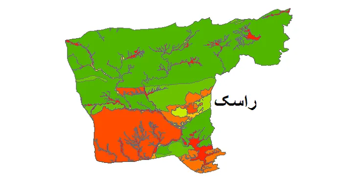 بروزترین نقشه شیپ فایل کاربری اراضی شهرستان راسک + PDF