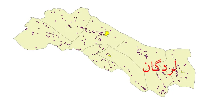 دانلود نقشه شیپ فایل (GIS) تقسیمات سیاسی شهرستان لردگان سال 1400