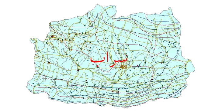 دانلود نقشه های شیپ فایل شهرستان سراب + کاملترین لایه GIS