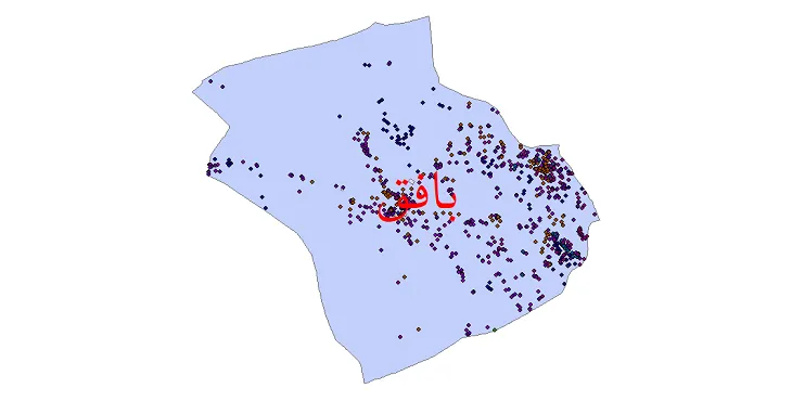 دانلود نقشه شیپ فایل جمعیت نقاط شهری و روستایی شهرستان بافق از سال 1335 تا 1395
