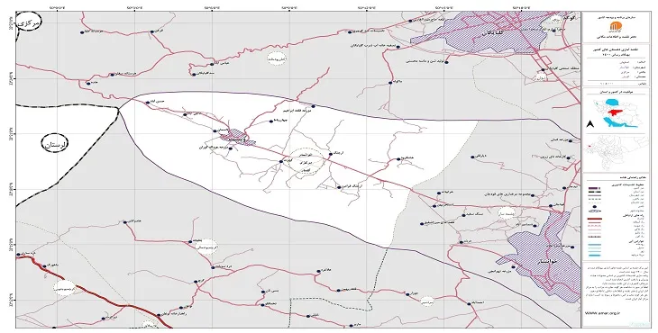 نقشه روستاهای شهرستان خوانسار + کیفیت بالا