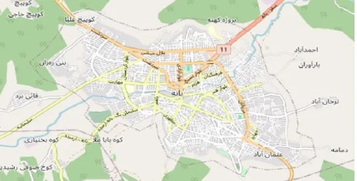 دانلود نقشه شهر بانه + pdf با کیفیت بالا