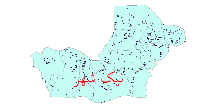 دانلود نقشه شیپ فایل (GIS) تقسیمات سیاسی شهرستان نیکشهر سال 1400