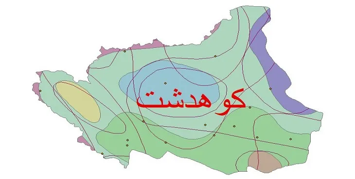 نقشه شیپ فایل اقلیمشناسی شهرستان کوهدشت + 7 لایه اقلیمی