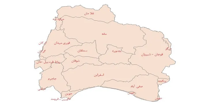 دانلود نقشه شیپ فایل دشت های استان خراسان شمالی