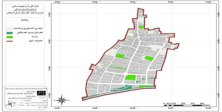 نقشه محدوده و حریم شهر شوقان | کیفیت بالا