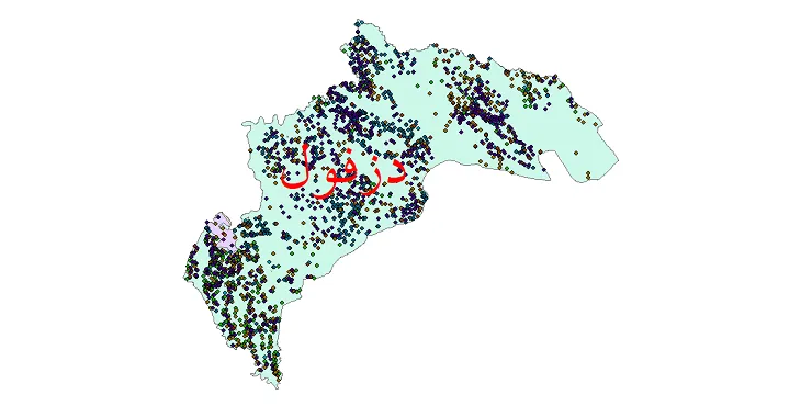 دانلود نقشه شیپ فایل جمعیت نقاط شهری و روستایی شهرستان دزفول از سال 1335 تا 1395