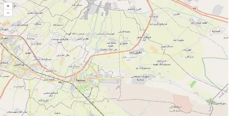 دانلود نقشه شهرستان پیشوا + pdf با کیفیت بالا