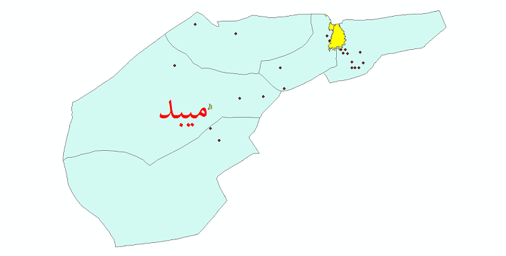 دانلود نقشه شیپ فایل (GIS) تقسیمات سیاسی شهرستان میبد سال 1400