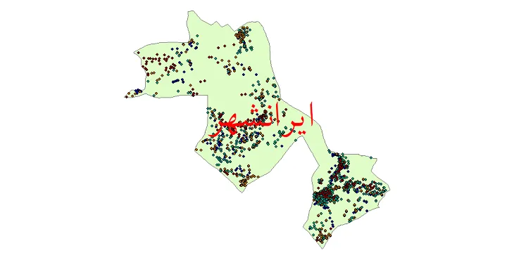 دانلود نقشه شیپ فایل جمعیت نقاط شهری و روستایی شهرستان ایرانشهر از سال 1335 تا 1395