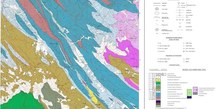 نقشه زمین‌ شناسی محدوده شهری باینگان + تصویر با کیفیت بالا