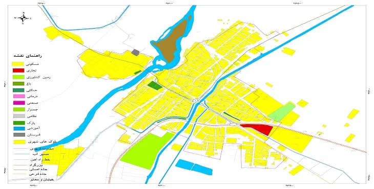 نقشه شیپ فایل (GIS) شهر حمیدیه 1404 + عکس با کیفیت