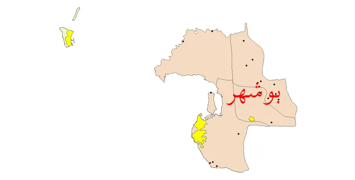 دانلود نقشه شیپ فایل (GIS) تقسیمات سیاسی شهرستان بوشهر سال 1400