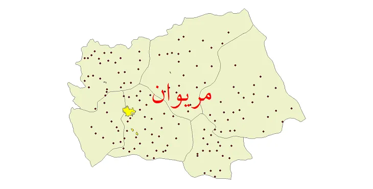 دانلود نقشه شیپ فایل (GIS) تقسیمات سیاسی شهرستان مریوان سال 1400
