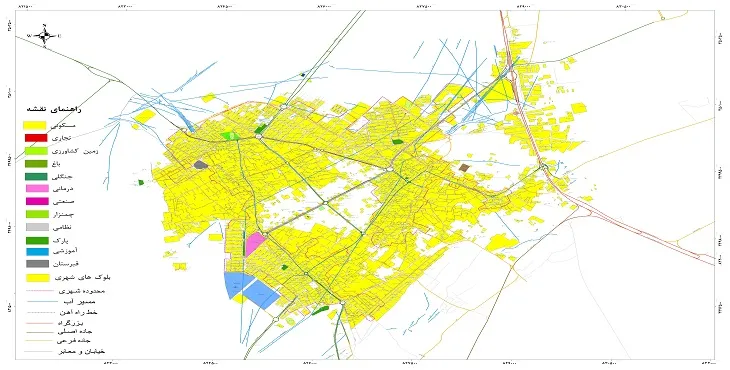 نقشه شیپ فایل (GIS) شهر مهریز 1405 + عکس با کیفیت