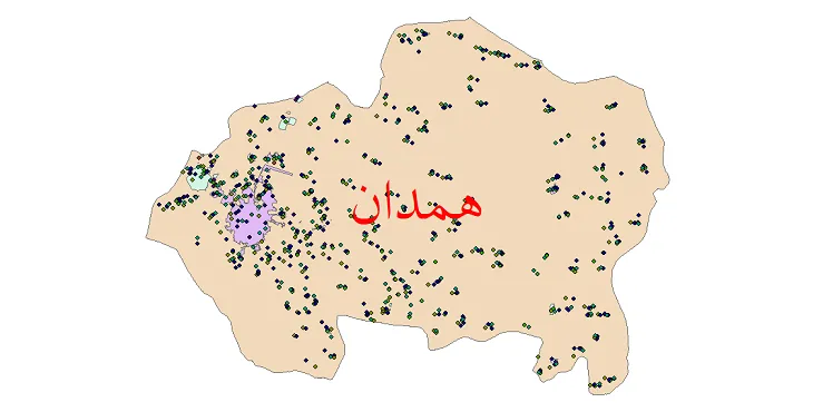 دانلود نقشه شیپ فایل جمعیت نقاط شهری و روستایی شهرستان همدان از سال 1335 تا 1395