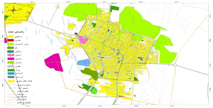 نقشه شیپ فایل (GIS) شهر آران و بیدگل سال 1404 + عکس با کیفیت