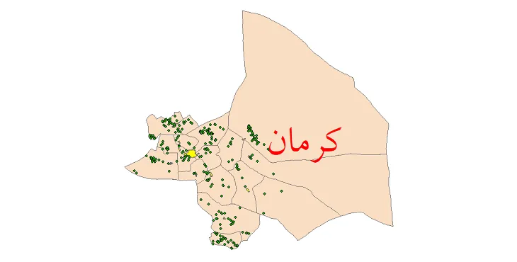 دانلود نقشه شیپ فایل (GIS) تقسیمات سیاسی شهرستان کرمان سال 1400