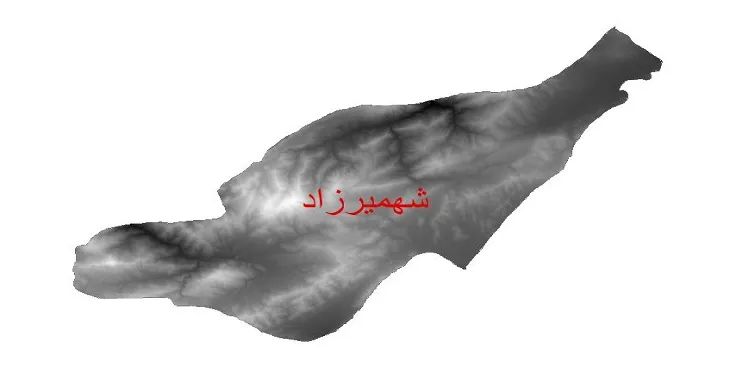 دانلود نقشه دم (DEM) شهرستان شهمیرزاد | دقت 30 متر