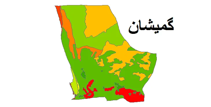 بروزترین نقشه شیپ فایل کاربری اراضی شهرستان گمیشان + PDF