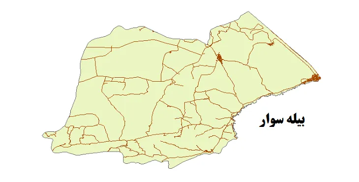 جدیدترین نقشه شیپ فایل راه های شهرستان بیله سوار + PDF