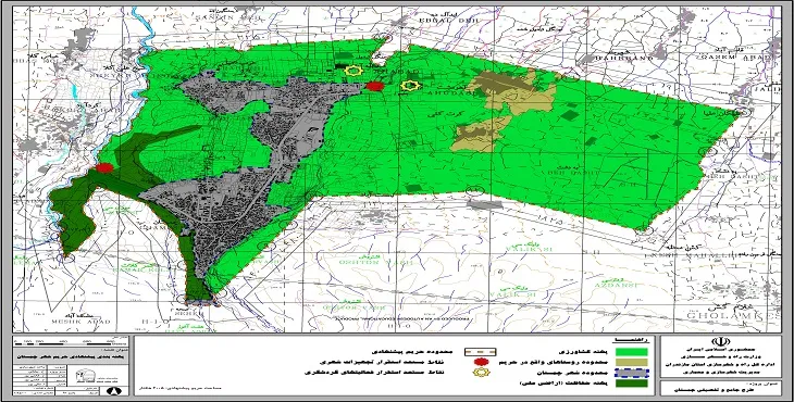نقشه محدوده و حریم شهر چمستان | کیفیت بالا