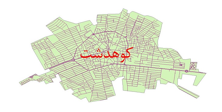 دانلود نقشه شیپ فایل شبکه معابر شهر کوهدشت سال 1400