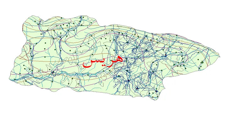 دانلود نقشه های شیپ فایل شهرستان هریس + کاملترین لایه GIS